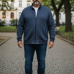 Sonoma Goods For Life Mens Blue Marl Full Zip Sweater Fleece Jacket 2XB Big Tall